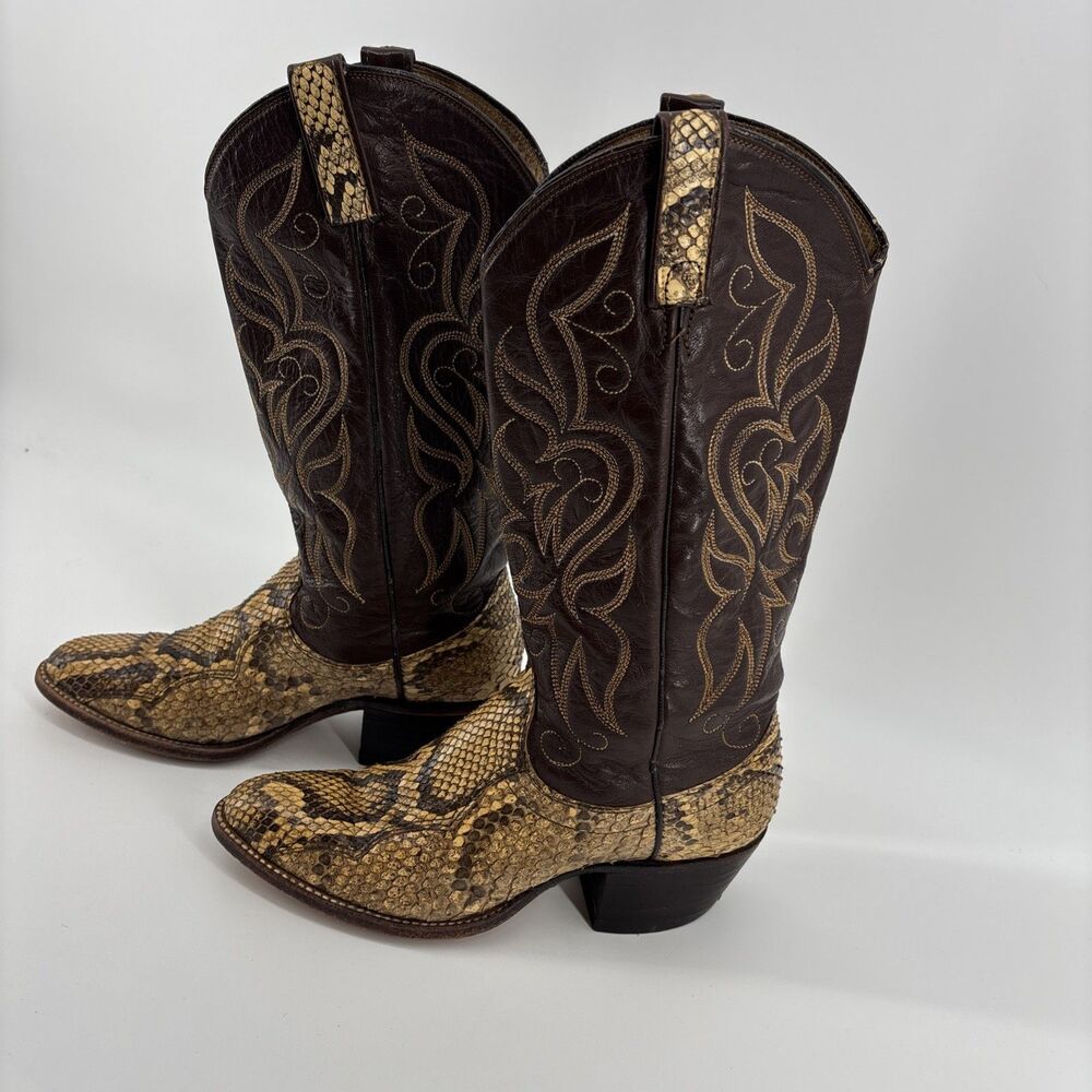Vintage Dan Post Women’s Size 7C Brown Snakeskin Leather Cowboy Boots